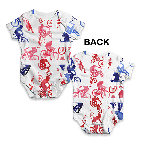 Baby Onesies GB Mountain Biking Collage Baby Unisex ALL-OVER PRINT Baby Grow Bodysuit 18 - 24 Months White