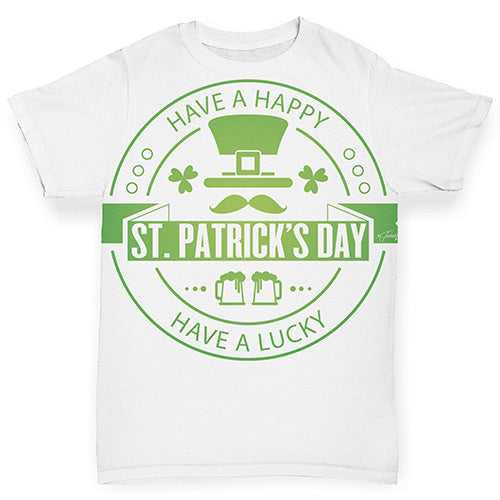 Baby Tshirts Have a Happy, Have a Lucky St Patrick's Day Beer Leprechaun Baby Toddler ALL-OVER PRINT Baby T-shirt 3-6 Months White
