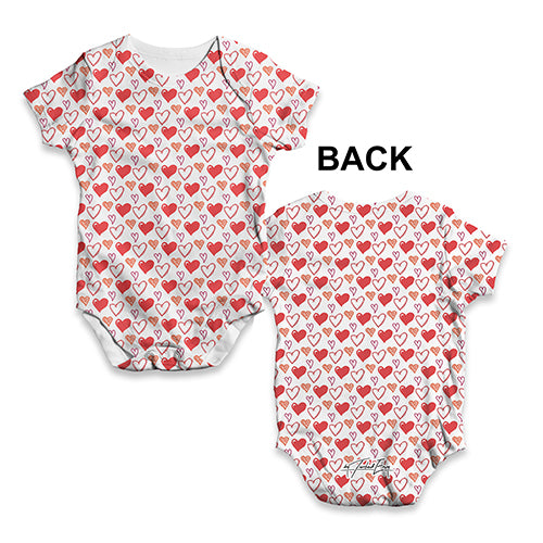 Red Love Hearts Pattern Baby Unisex ALL-OVER PRINT Baby Grow Bodysuit