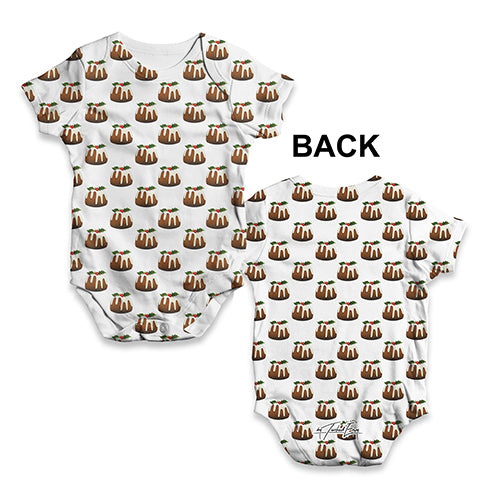 Baby Onesies Cute Christmas Pudding Pattern Baby Unisex ALL-OVER PRINT Baby Grow Bodysuit 18 - 24 Months White