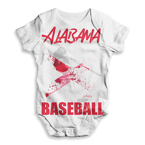 Baby Girl Clothes Alabama Baseball Splatter Baby Unisex ALL-OVER PRINT Baby Grow Bodysuit 18 - 24 Months White