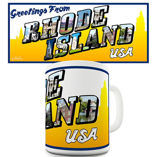 Greetings From Rhode Island Novelty Mug