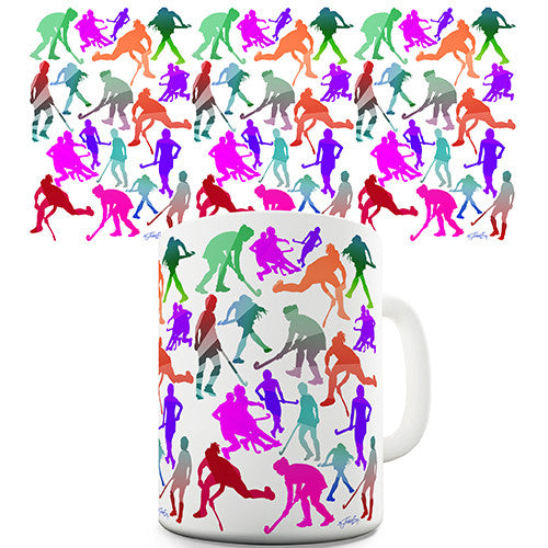 Field Hockey Rainbow Silhouettes Novelty Mug