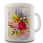 Book Print Bird And Flowers Novelty Mug