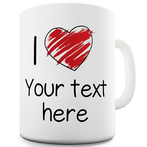 Heart Sketch Scribble I Love Personalised Ceramic Mug
