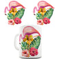 Watercolour Floral Flamingo Ceramic Mug