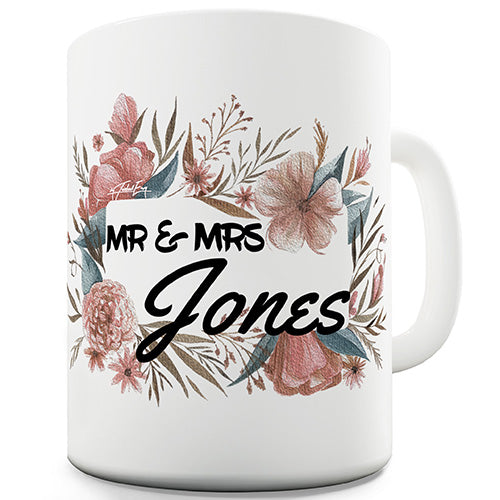 Personalised Mr & Mrs Floral Novelty Mug