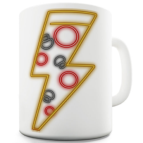 Neon Pizza Thunderbolt Ceramic Mug