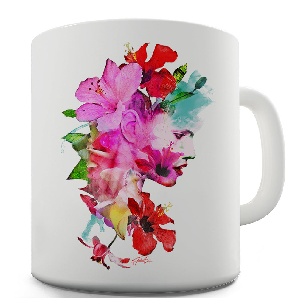 Pink Floral Lady Funny Novelty Mug Cup