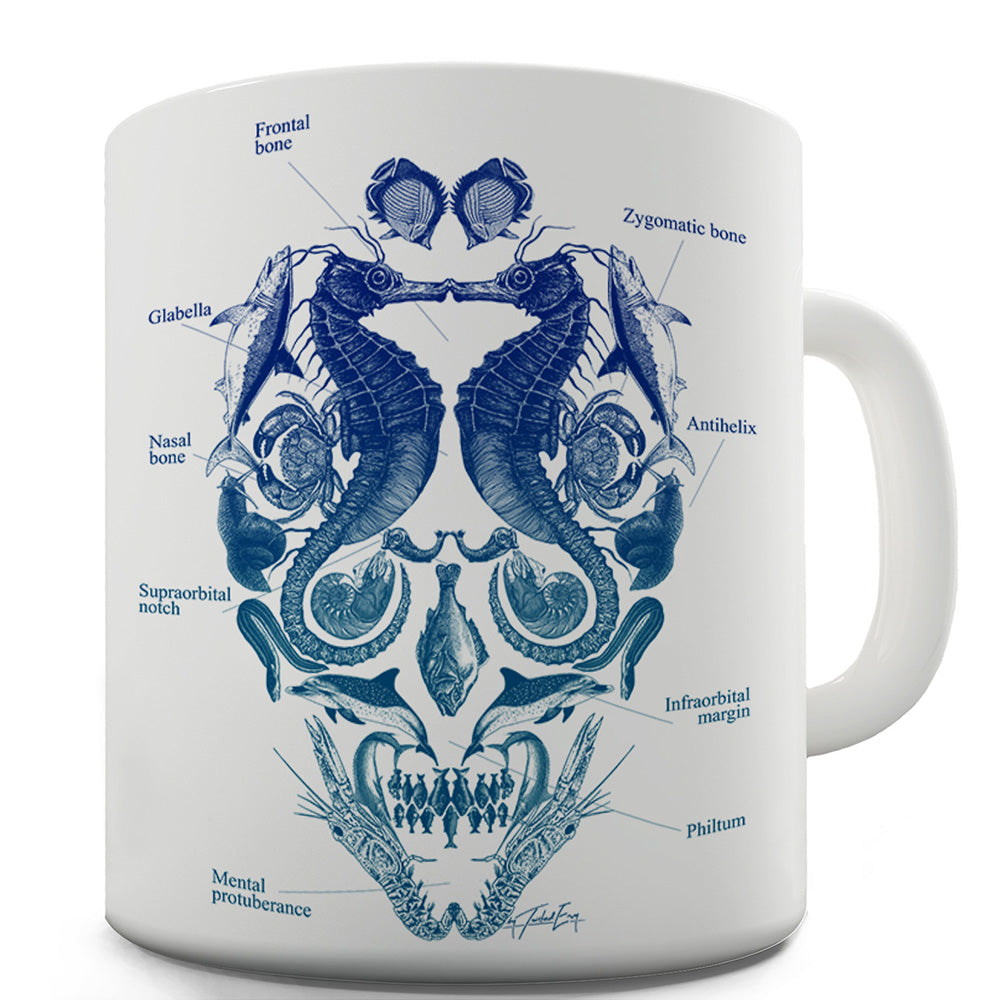 Ocean Anatomy Skull Mug - Unique Coffee Mug, Coffee Cup