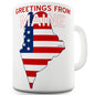 Greetings From Maine Flag Ceramic Mug Slogan Funny Cup